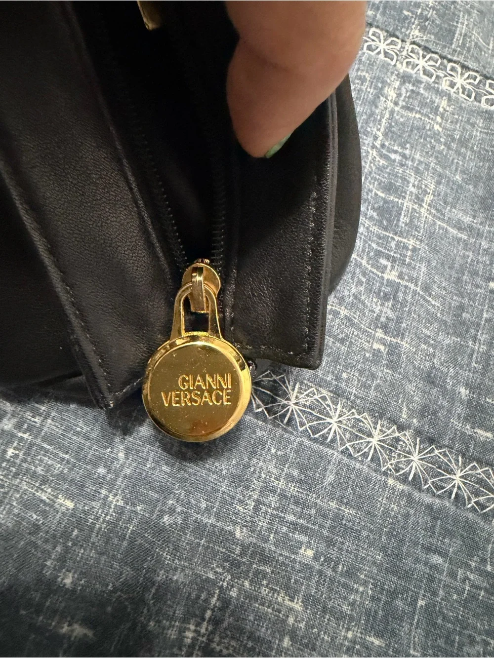 Versace Black Leather Cosmetic Pouch with Gold Medallion
